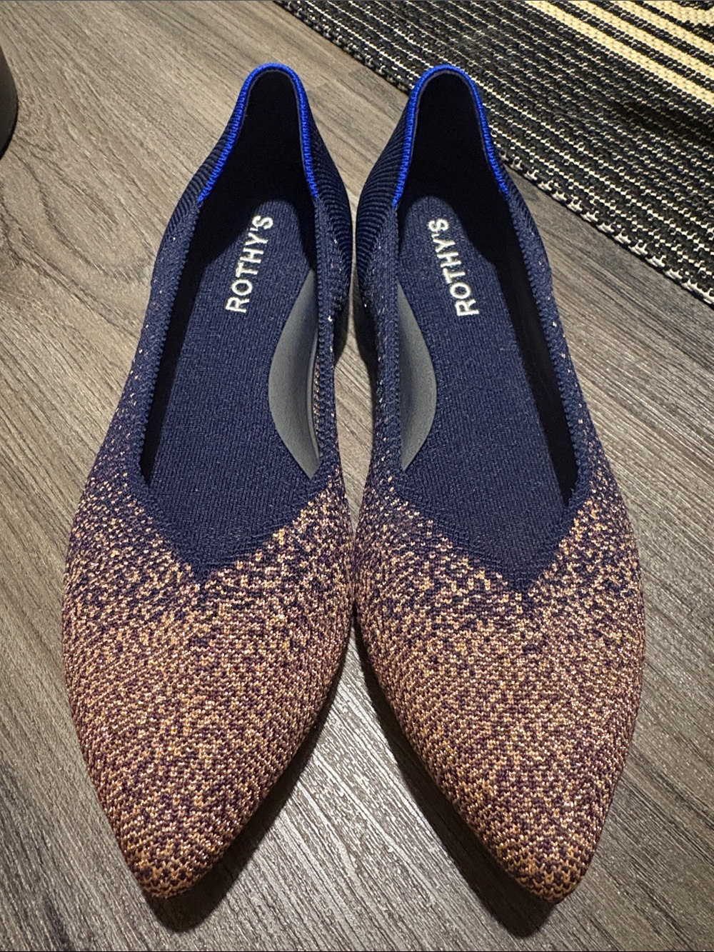 Rothy's Point II Limited Edition Midnight Metallic Flats - Size 8